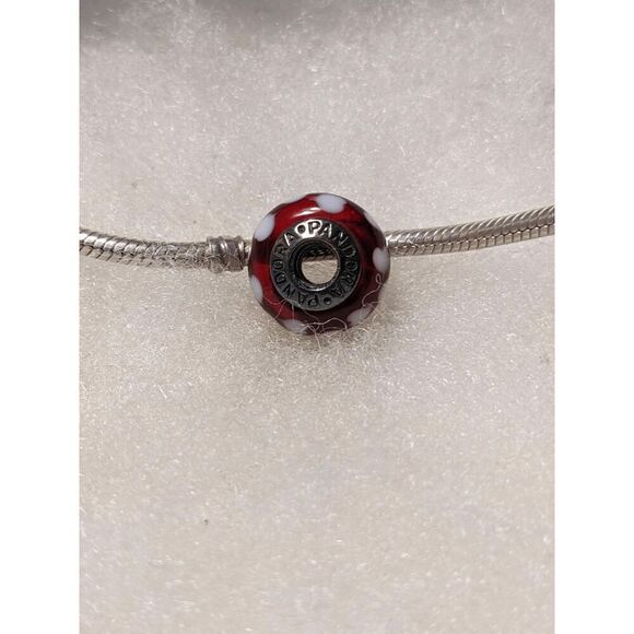 New Pandora Transparent Red w/White Dots Murano Bead - BEAUTIFUL!!! - Picture 4 of 4